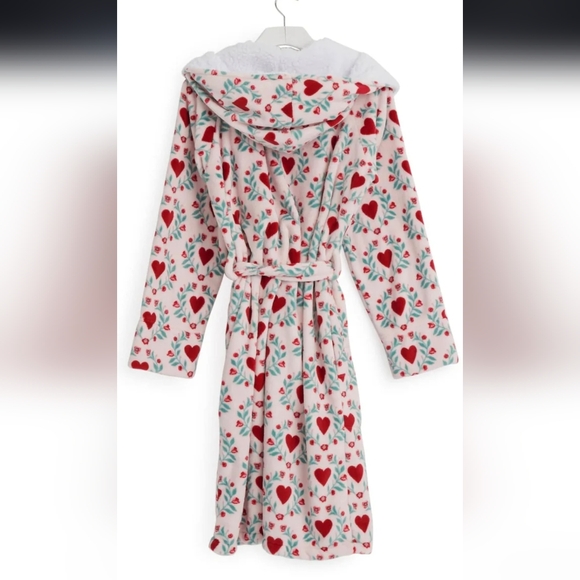 Vera Bradley Plush Cozy Life Hooded Robe Imperial Hearts Pink NWT Sz L-XL - Picture 7 of 13